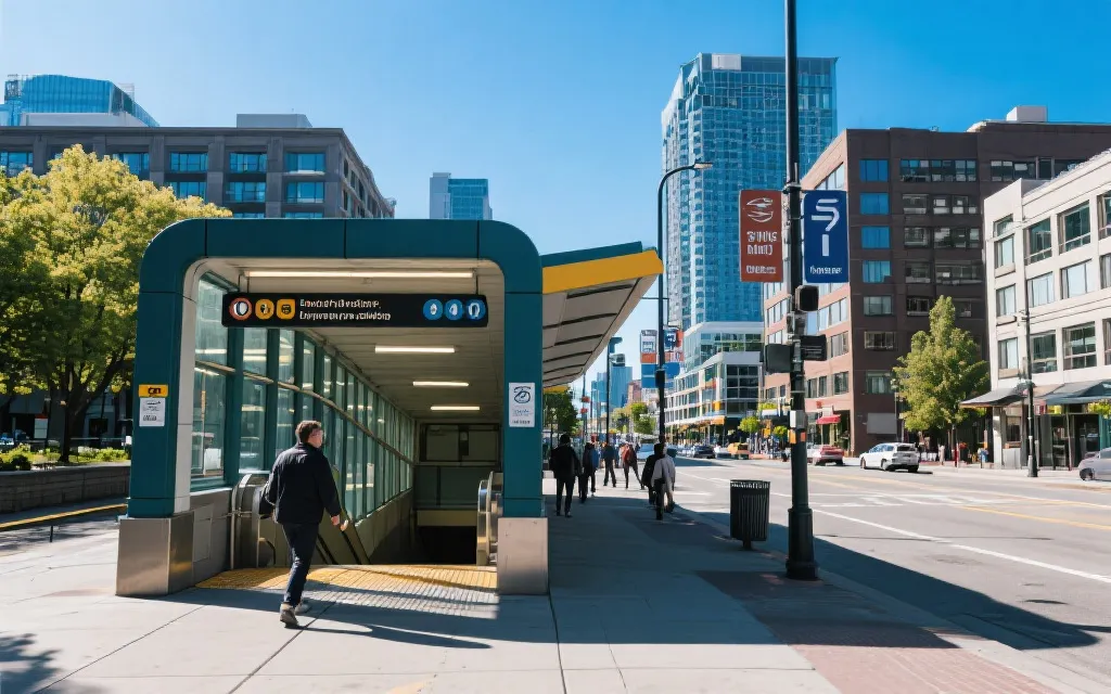 温哥华公共交通与城市街景，便于理解机场到市中心与球场通勤